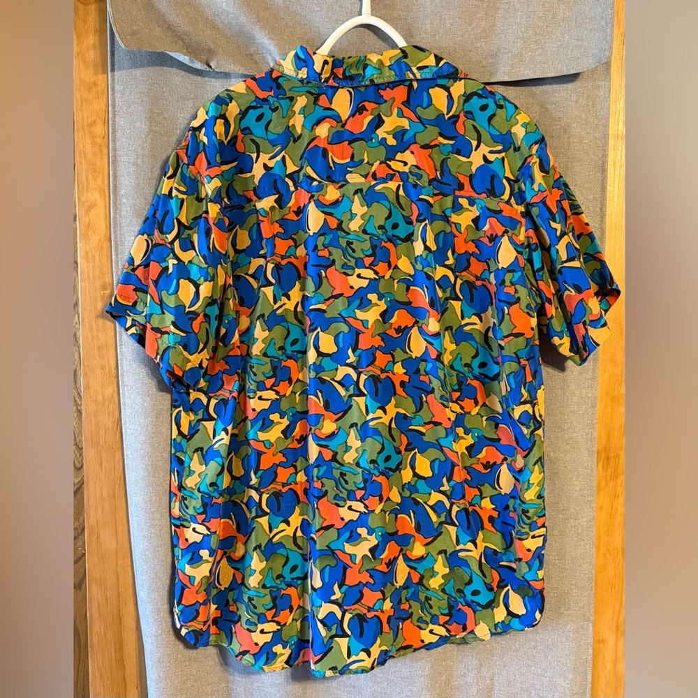 Vintage Kikomo Basic size large silk green button up blouse - Picture 5 of 6